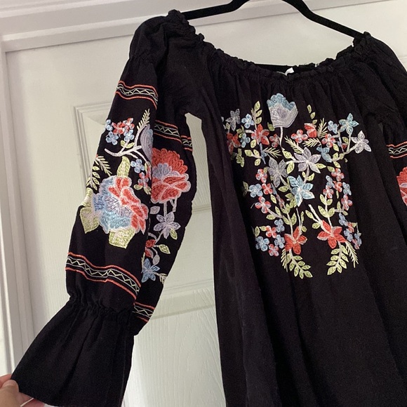 Free People |  Fleur Du Jour Embroidered Off-Shoulder Dress | Small - Picture 10 of 16